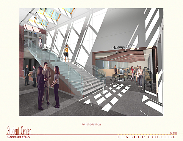 Main Entry and Stair view into cafe