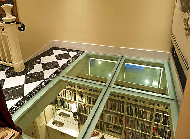 Glass floor in landing.