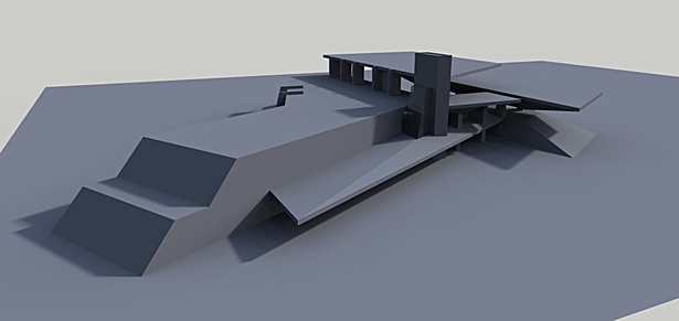 Rendering Phase 1: Initial massing compossition rendering.