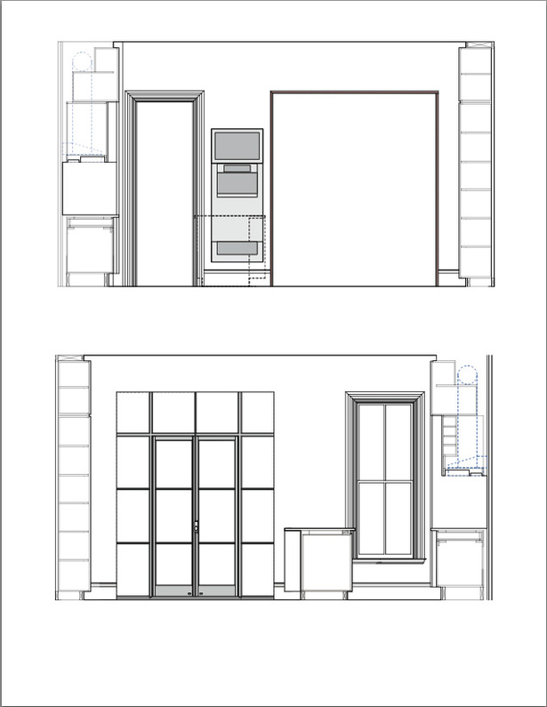 Top: Kitchen Section with view towards front Parlor Bottom: Kitchen Section with view towards Rear Deck