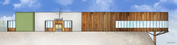 Lotus Wellness Community Exterior Elevation - West: AutoCAD, Adobe Photoshop