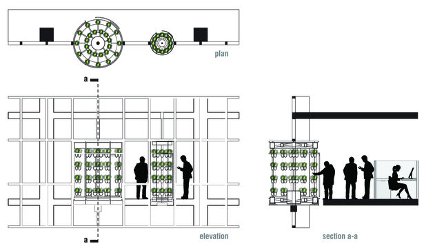 Plan, Section, and Elevation through 1- and 2-window modules