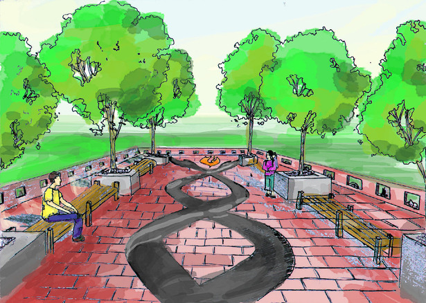 Memorial plaza design (drawn by R. Ham)