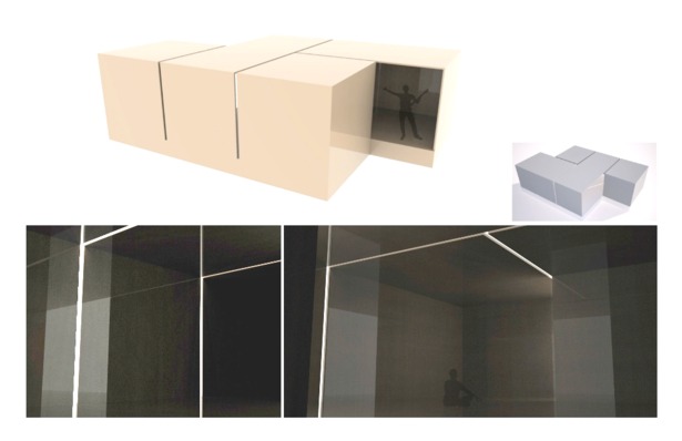 Light study with walls from off-the-shelf products Rhino and Indigo