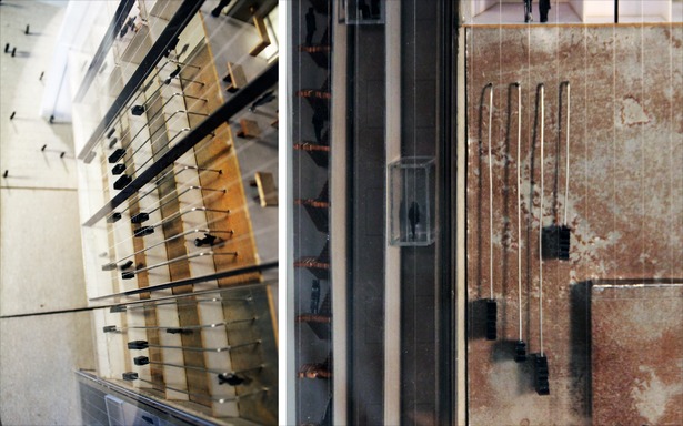 Counterweights exposed.