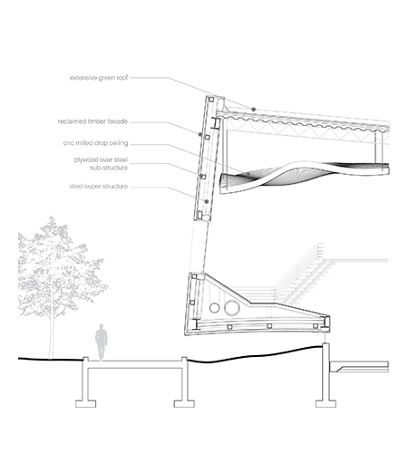 Section detail for new office and fabrication spaces