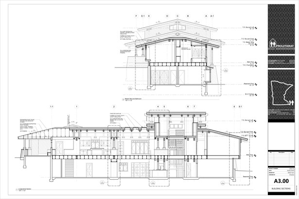 Karr Residence. Construction Drawings. Building Sections.