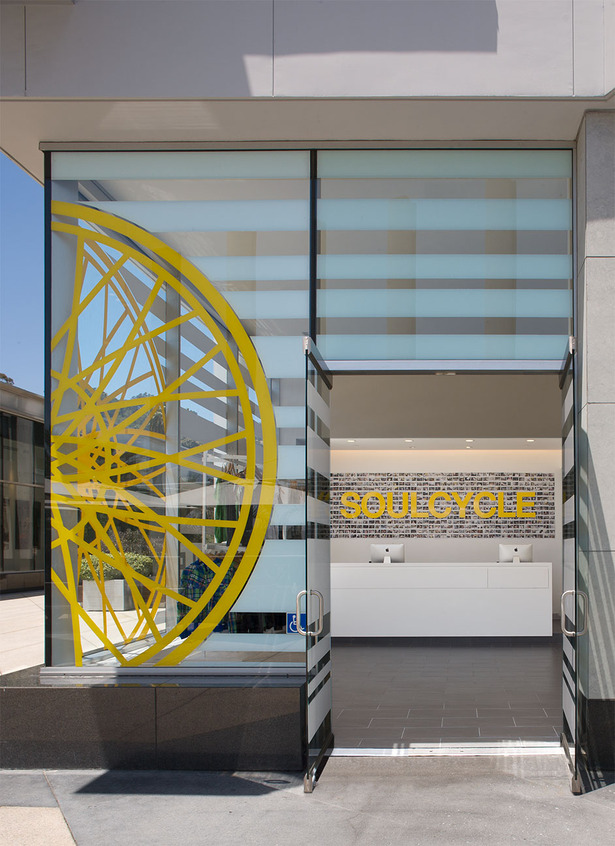 branded storefront signage and reception lobby