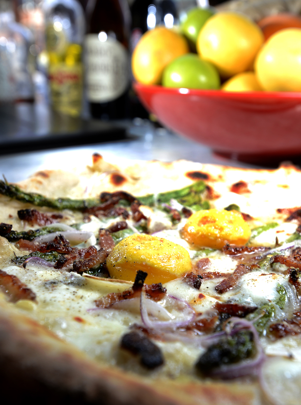 Carbonara Pizza at Pizzeria Locale in Boulder. (MARK LEFFINGWELL)