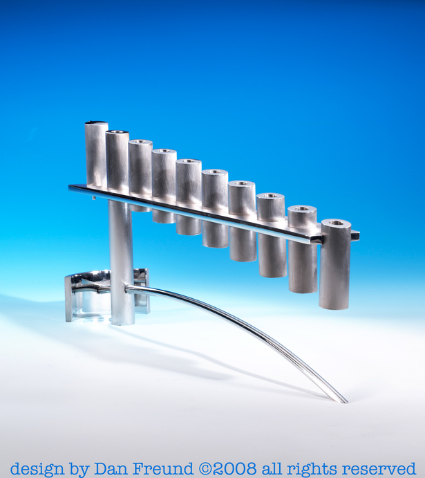 Stainless steel Menorah.
