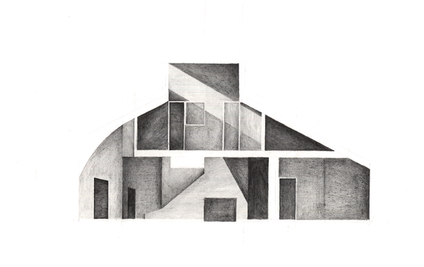 Pencil on Arches Paper - Vanna Venturi House