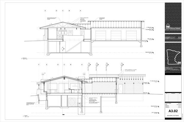 Karr Residence. Construction Drawings. Building Sections.
