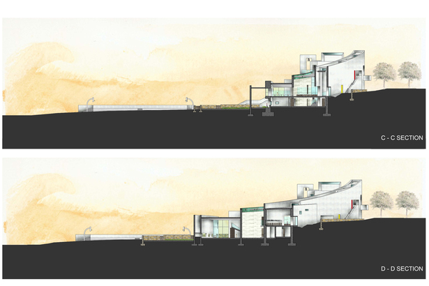 Entrance and revealing of architecture, Kindergarten in Alexandria, Sections