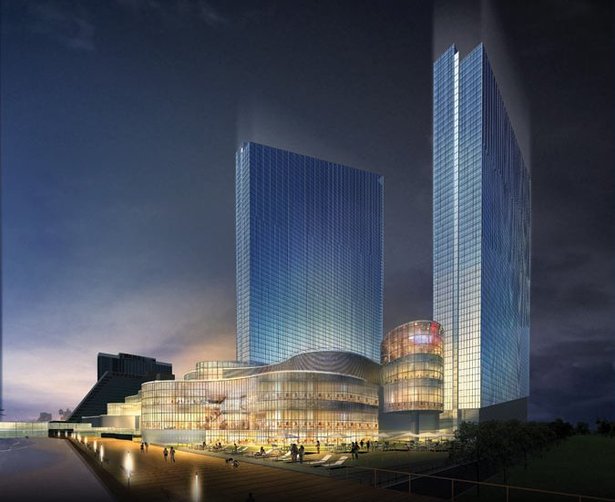 Revel Entertainment with two towers. Currently one tower is built SE view..