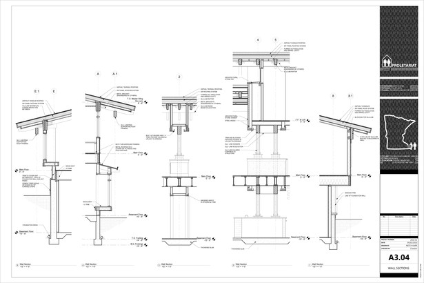 Karr Residence. Construction Drawings. Wall Sections.