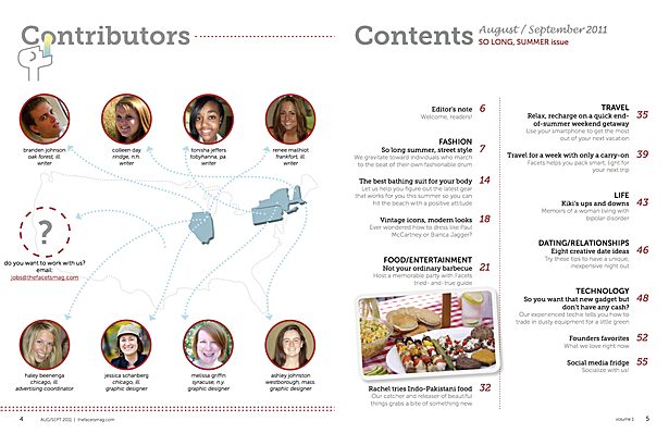 Contributors Page, Table of Contents
