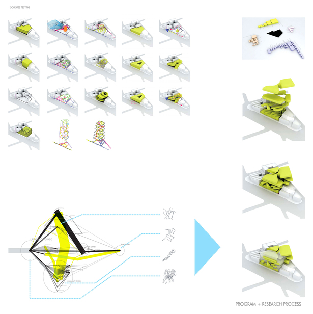 Massing schemes on the Site