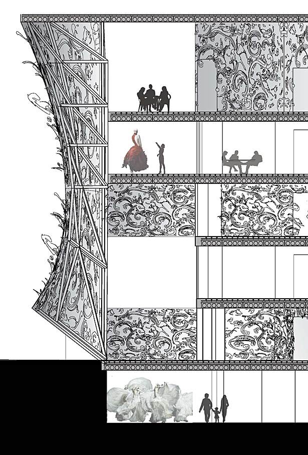 Sgambati_Alexander McQueen studio h.q._facade wall detailed section_drawing