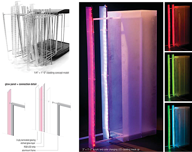 cladding details - acrylic/color changing LED mock-up (48