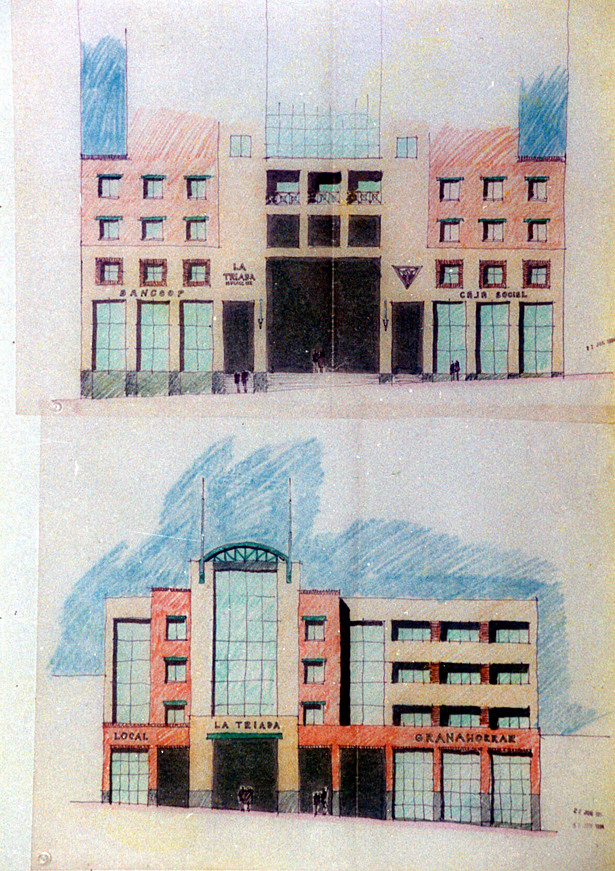 Early conceptual sketch of the base of the tower