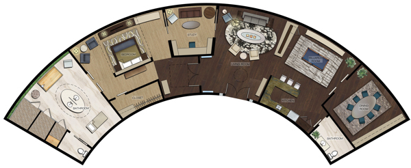 Premiere Suite Rendered Floor Plan.