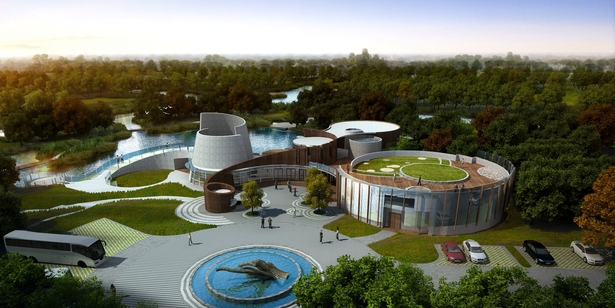 NIngbo Botanical Garden Theater Front Elevation