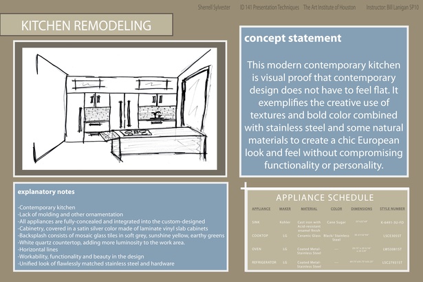 KITCHEN REMODEL - Presentation Techniques created in Adobe Illustrator