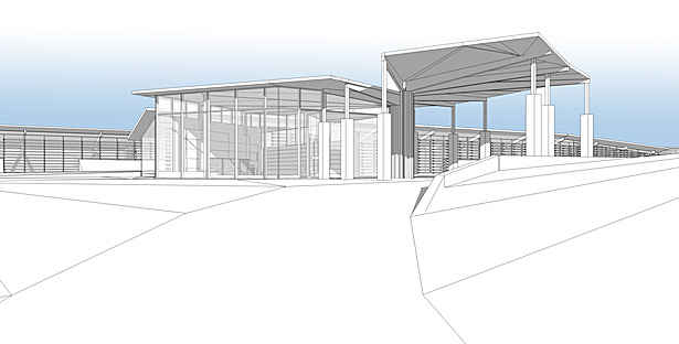 Approaching the main entry.