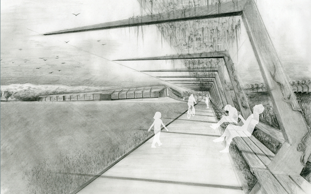 Route leading into horticultural hall perspective