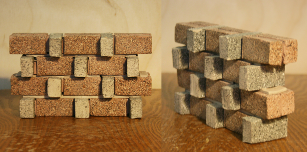 Material model, 2 types of brick, 2 types of mortar