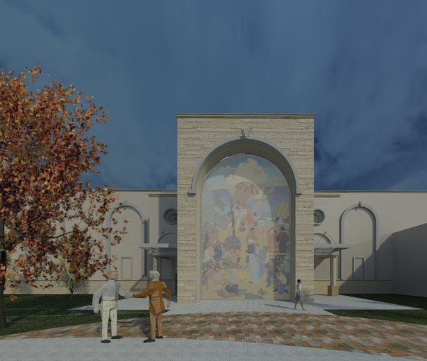 Incorporate existing historical mural into the design