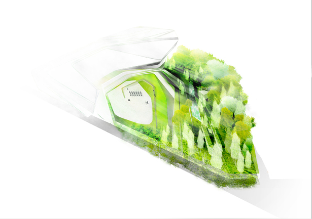 Aerial Visualization. 3D Rhino Model by ZHA. Photoshop textures/atmosphere by me