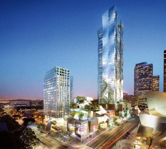 Development firm Related has officially stepped away from the original vision for the Grand Avenue plan, which included two towers designed by architect Frank Gehry. This Gehry design was approved in February 2008. 