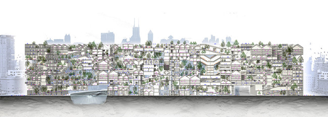 Section of one possible city-cluster (Image: PinkCloud.dk)