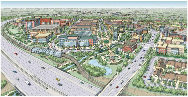 Master Plan Rendering for Redeveloping Dublin, Ohio