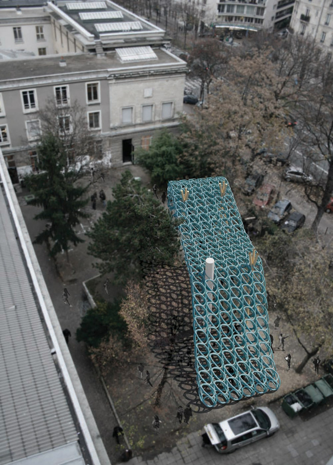 Bird's eye view of Ball Nogues' proposed pavilion