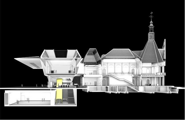 Benthem Crouwel Architects Stedelijk Musuem addition (section)