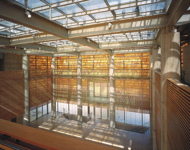 a stone curtain wall system used in the Israeli Foreign Ministry via Apurimac