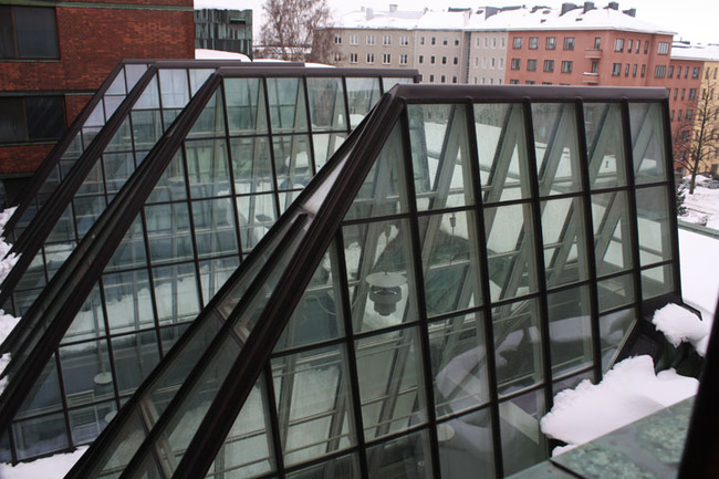 National Pensions Building skylights from exterior