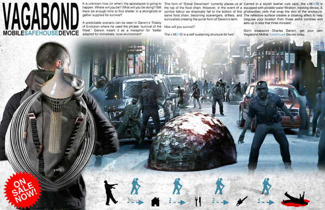 1st Prize, Juror Choice/Gold Shovel Award: Vagabond Mobile Safe House Device by Austin Fleming, Texas, USA