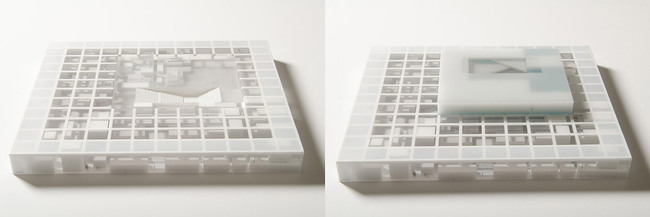 The experimental hall of LabCity and integration of the central block (Image courtesy of OMA)