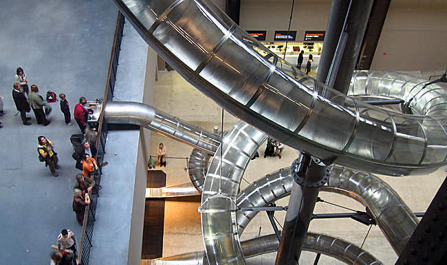 Carsten Höller's Double Slide at the Museum of Contemporary Art, Zagreb.