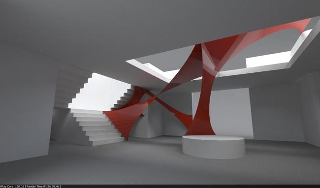 Rendering of information display design developed by NSAD students for San Diego Museum of Art Summer Salon Series. Rendering credit: Eric Spector/NewSchool of Architecture and Design