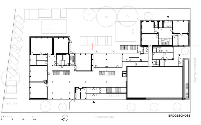 Stelzhamerschule Linz (by KIRSCH Architecture) First floor plan Image via KIRSCH Architecture