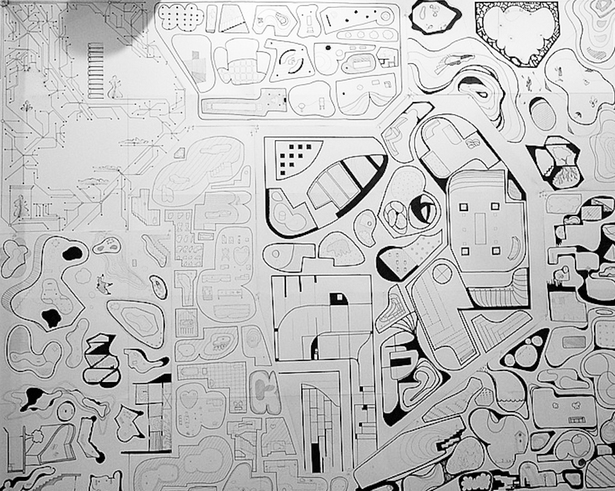 collaborative tiled drawing by 15 students from UK-COD and Jimenez Lai Lecture & Workshop