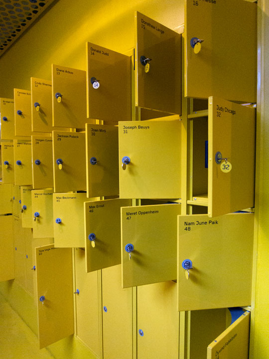 Locker quotes of famous artists at the Malmö Museum of Contemporary Art