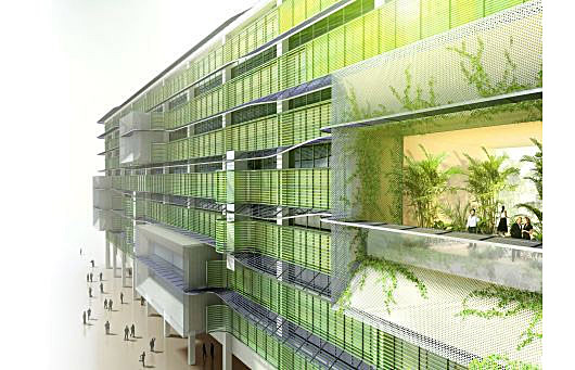 Closeup of the facade systems