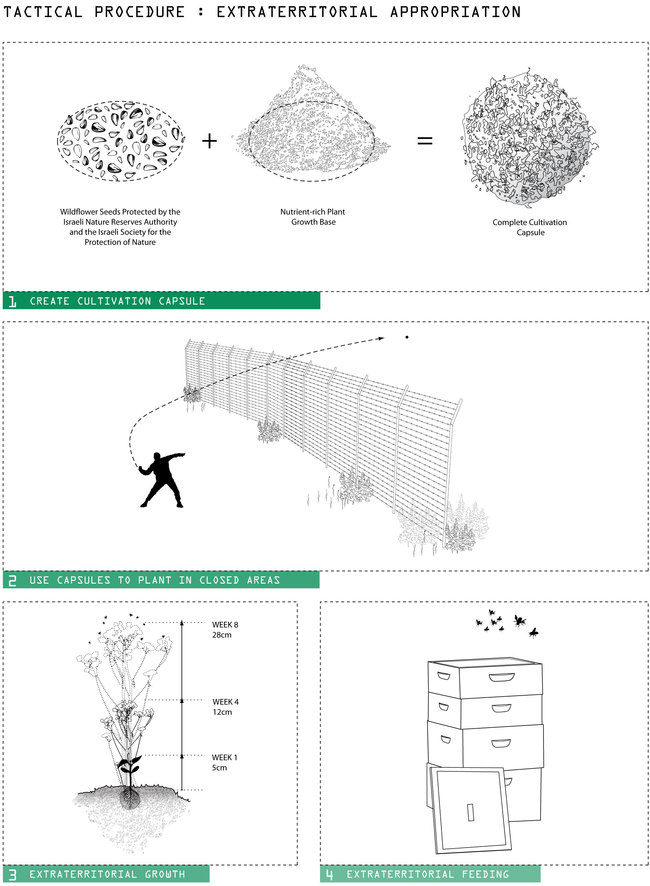 Cultivation Capsules are used as a projectile in order to plant wildflowers being used for Apiary feeding into closed military areas (Suzanne Harris-Brandts)