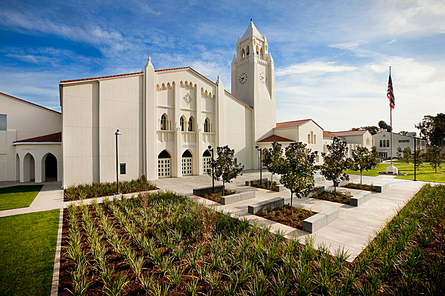 The historic bell tower at Newport Harbor High School. 