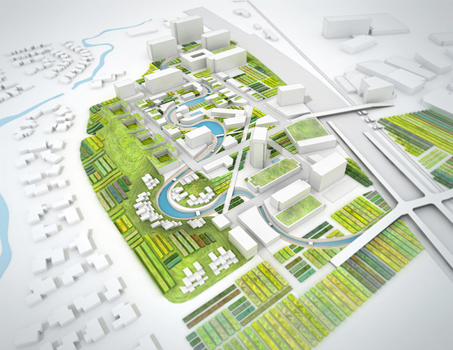 Urban Design Merit Award Winner: agri-CULTURE: Richardson Mixed Use Development in Richardson, TX by SAMOO Architecture PC, New York (Image Credit: SAMOO Architecture)